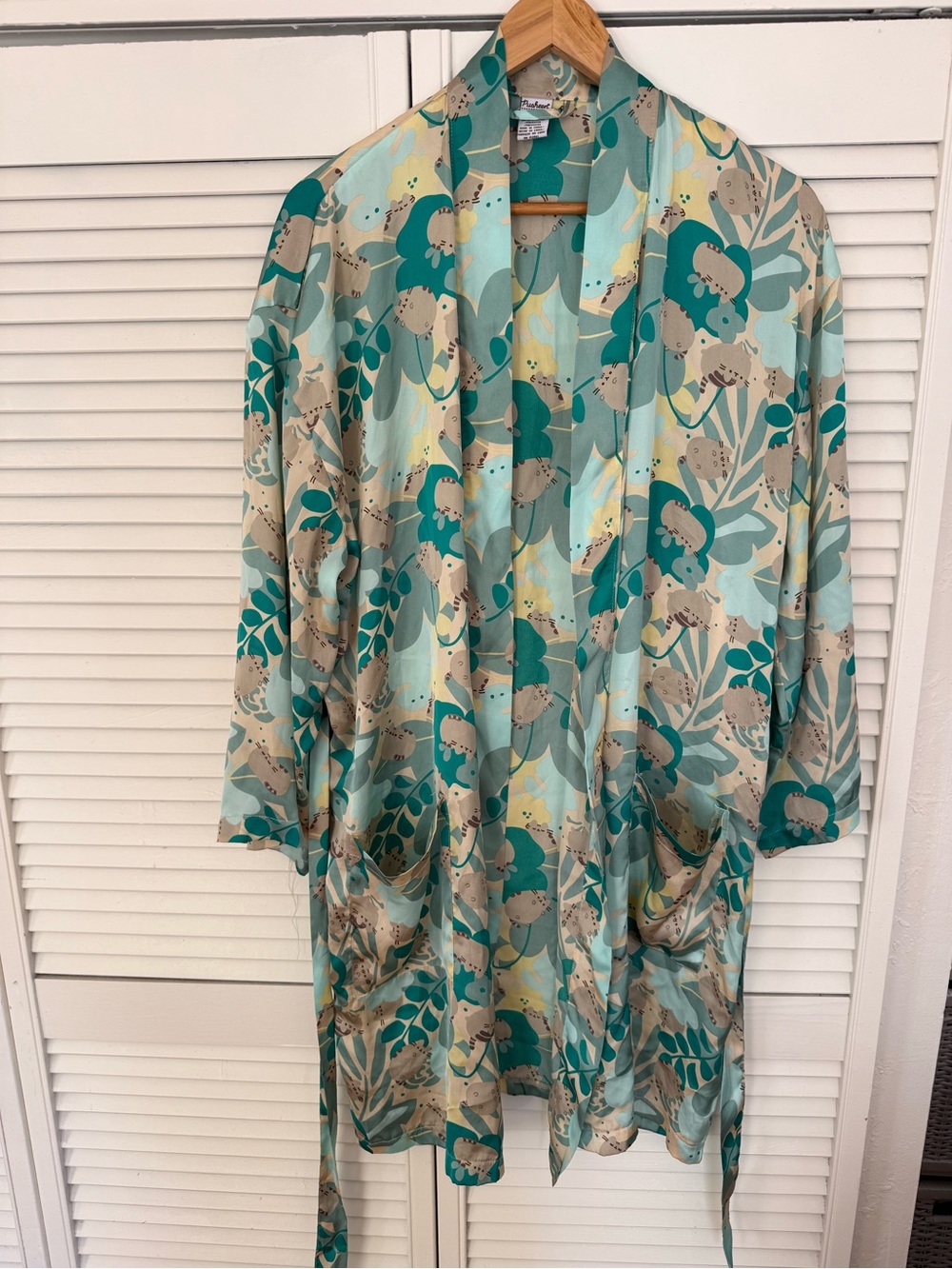 Pusheen Cat Floral Kimono Robe Pastel Botanical Print
